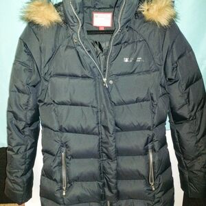 Black Puffer Jacket with Fur Hood